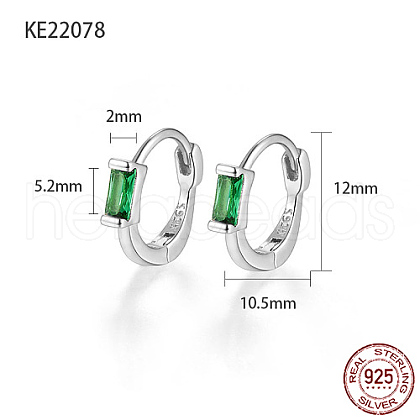 Rhodium Plated 925 Sterling Silver Pave Cubic Zirconia Rectangle Hoop Earrings for Women CA6566-1-1