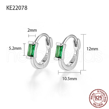 Anti-Tarnish Rhodium Plated 925 Sterling Silver Pave Cubic Zirconia Rectangle Hoop Earrings for Women CA6566-1-1