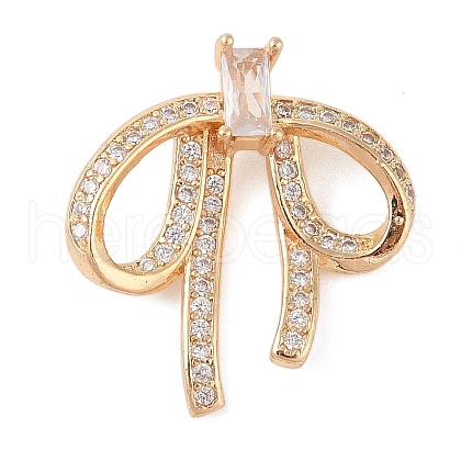 Brass Micro Pave Clear Cubic Zirconia Pendants KK-N256-18G-1