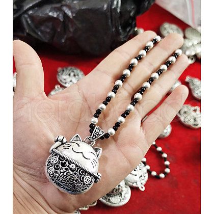 Ethnic Style Alloy Pendant Plastic Imitation Pearl Beaded Necklaces FS-WG6EDFA-02-1
