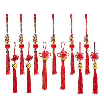 SUPERFINDINGS 12Pcs 4 Styles Polyester Tassel Pendant Decorations HJEW-FH0001-12-1