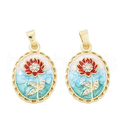 Brass Micro Pave Clear Cubic Zirconia Pendants KK-L235-05C-G-1