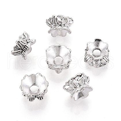 Buddhist Jewelry Findings Tibetan Style Alloy Lotus Double Sided Bead Caps PALLOY-O042-03-01-1