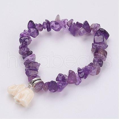 Resin Elephant Charm Bracelets BJEW-JB02911-03-1