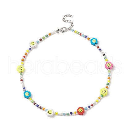 Glass Seed Bead Beaded Necklaces NJEW-JN04212-1