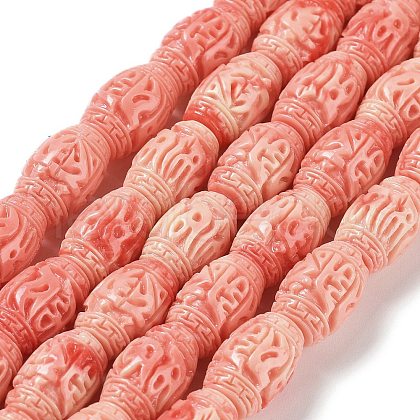 Synthetic Coral Carved Beads CORA-D033-B01-A-1