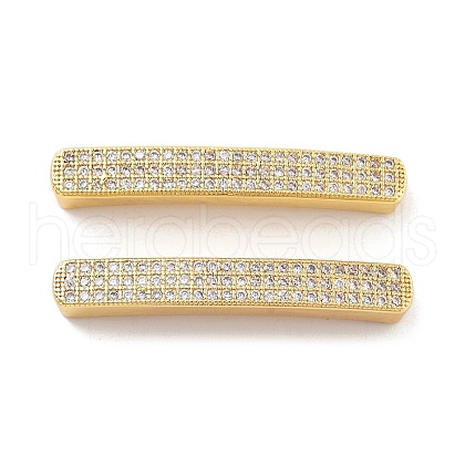 Rack Plating Brass Micro Pave Clear Cubic Zirconia Beads KK-C063-21G-1