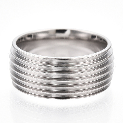 201 Stainless Steel Grooved Finger Ring Settings STAS-WH0047-09S-1