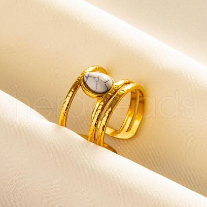 Teardrop Synthetic Howlite Finger Rings QT3031-8-1-1