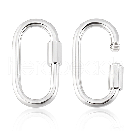   2Pcs Rhodium Plated 925 Sterling Silver Locking Carabiner Clasps STER-PH0002-42-1