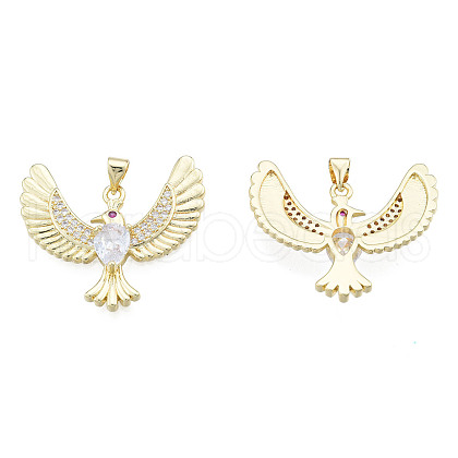 Brass Micro Pave Clear Cubic Zirconia Pendants ZIRC-N039-241-1