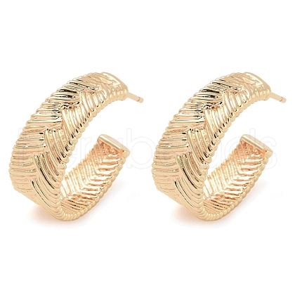 Rack Plating Textured C-Shaped Brass Stud Earrings EJEW-M090-05G-1