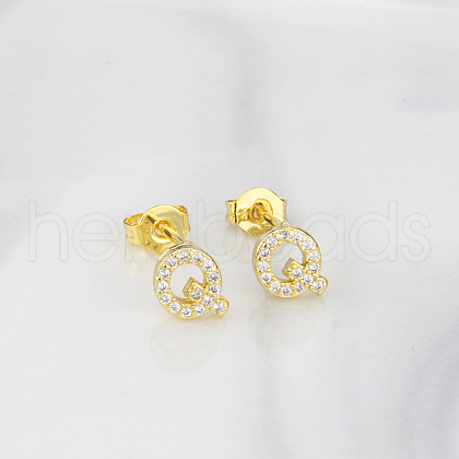 Brass Clear Cubic Zirconia Stud Earrings WGC2A80-17-1