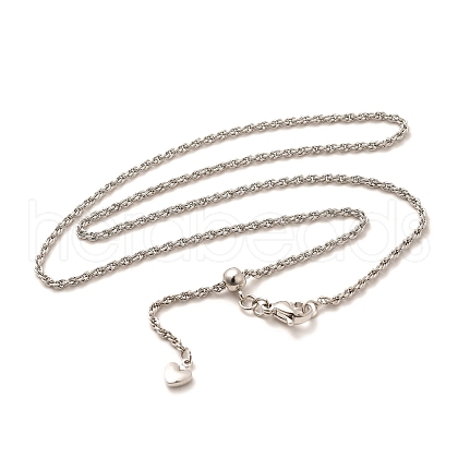 2mm Rack Plating Brass Rope Chain Adjustable Slider Necklaces for Women Men MAK-L044-06P-1
