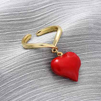 Brass Enamel Open Cuff Rings for Women RJEW-U057-14B-G-1