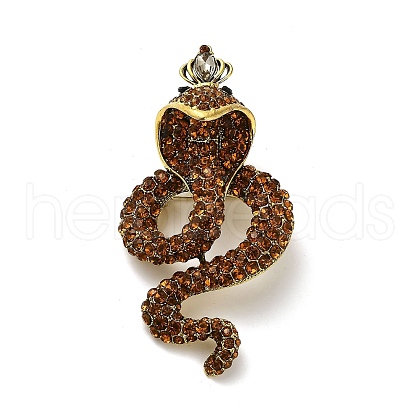 Snake Rhinestone Brooch Pin JEWB-A034-08AG-1