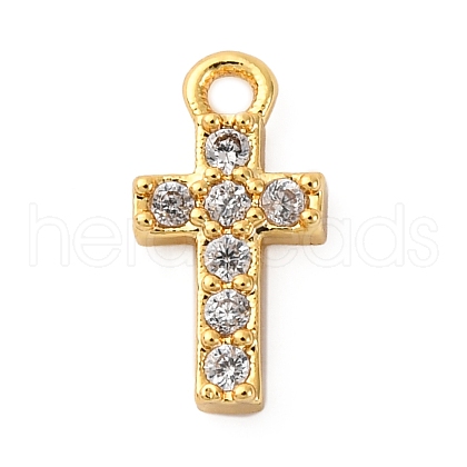 Brass Micro Pave Clear Cubic Zirconia Charms KK-V016-22A-G-1