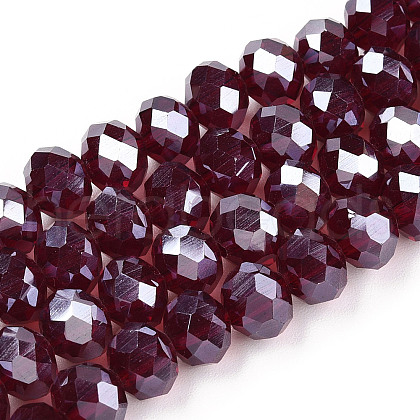 Electroplate Glass Beads Strands EGLA-A034-T6mm-A28-1
