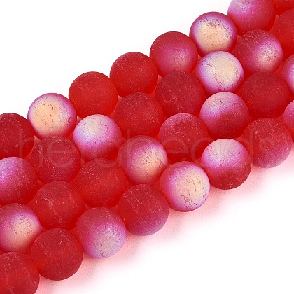 Frosted Transparent Glass Beads Strands GLAA-T032-T10mm-MBB09-1