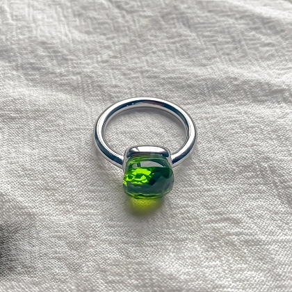 Square 304 Stainless Steel with Glass Finger Rings FS-WG8AAFA-20-1