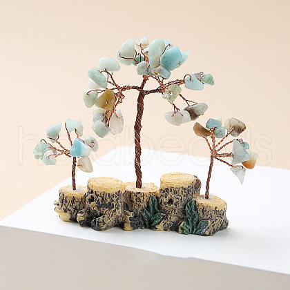 Natural Amazonite Chips Tree of Life Decorations TREE-PW0003-23E-1