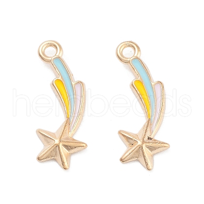Light Gold Plated Alloy Enamel Pendants ENAM-M219-01KCG-1