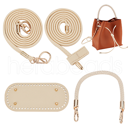 WADORN Imitation Leather Oval Bag Bottoms & Purse Strap & Drawstring for Bucket Bag Set FIND-WR0009-87-1