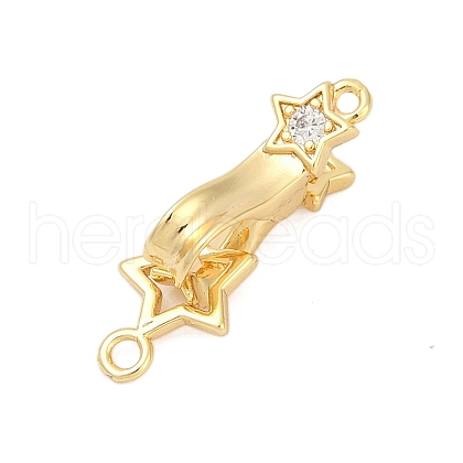 Brass Micro Pave Clear Cubic Zirconia Interlocking Clasps KK-U059-01G-1