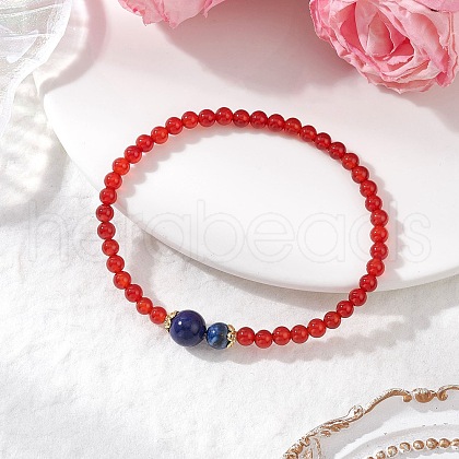 Natural Carnelian Stretch Bracelets BJEW-JB11964-02-1