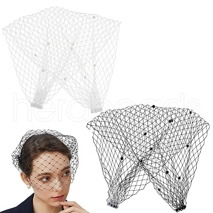 AHADERMAKER 2Pcs 2 Colors Polyester Fascinator Mesh Face Veil DIY-GA0007-07-1