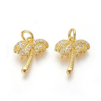 Brass Micro Pave Cubic Zirconia Charms ZIRC-J021-04G-RS-1