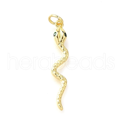 Snake Brass Micro Pave Cubic Zirconia Pendants KK-V007-007G-03-1