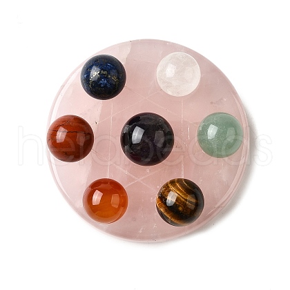 Chakra Natural Rose Quartz Base Seven Star Group Display Decorations DJEW-K031-01A-02-1