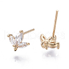 Brass Micro Cubic Zirconia Stud Earring Findings X-KK-N231-03-NF-1