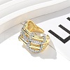 Brass Micro Pave Clear Cubic Zirconia Cuff Finger Rings for Women RJEW-B112-13GP-3