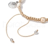 Feather & Turtle & Shell Shape Alloy Charm Bracelet BJEW-TA00389-01-4