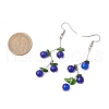 Cherry Spray Painted Crackle Glass Beads & Natural Diopside Chip Beads Dangle Earrings EJEW-JE06289-5