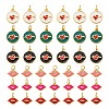 12Pcs 6 Style Golden Plated Brass with Jump Rings Enamel Pendants KK-LS0001-35-2