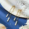 Mother's Day Jewellery Natural Pearl Beaded Tassel Dangle Stud Earrings EJEW-JE05514-01-2