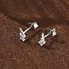 925 Sterling Silver Clear Cubic Zirconia Stud Earrings EJEW-Q032-01F-P-2