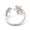 Rack Plating Brass Flower Open Cuff Rings for Women RJEW-M148-07P-2