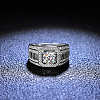 Rhodium Plated 925 Sterling Silver Micro Pave 6.5x3.9mm Cubic Zirconia Finger Rings WGBE16F-22-2