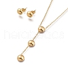 Half Round 304 Stainless Steel Jewelry Sets SJEW-M097-24G-1