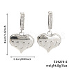 Fashionable Brass Clear Cubic Zirconia Heart Hoop Earrings SN8778-2-3