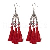 4 Pairs 4 Color Polyester Tassel with Glass Beaded Chandelier Earrings EJEW-TA00183-3