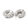 304 Stainless Steel Round Beaded Hoop Earrings EJEW-Z022-04P-2