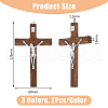 DICOSMETIC 6Pcs 3 Colors Religion Cross Wood Big Pendants WOOD-DC0001-18-2
