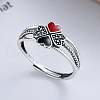 Clover 925 Sterling Silver Enamel Adjustable Finger Rings for Women FS-WG8EAF8-01-1