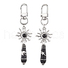 Copper Wire Wrapped Natural Obsidian Pointed Bullet Pendant Decorations HJEW-JM03104-07-1