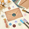 Brass Wax Seal Stamps with Rosewood Handle AJEW-WH0412-0234-4